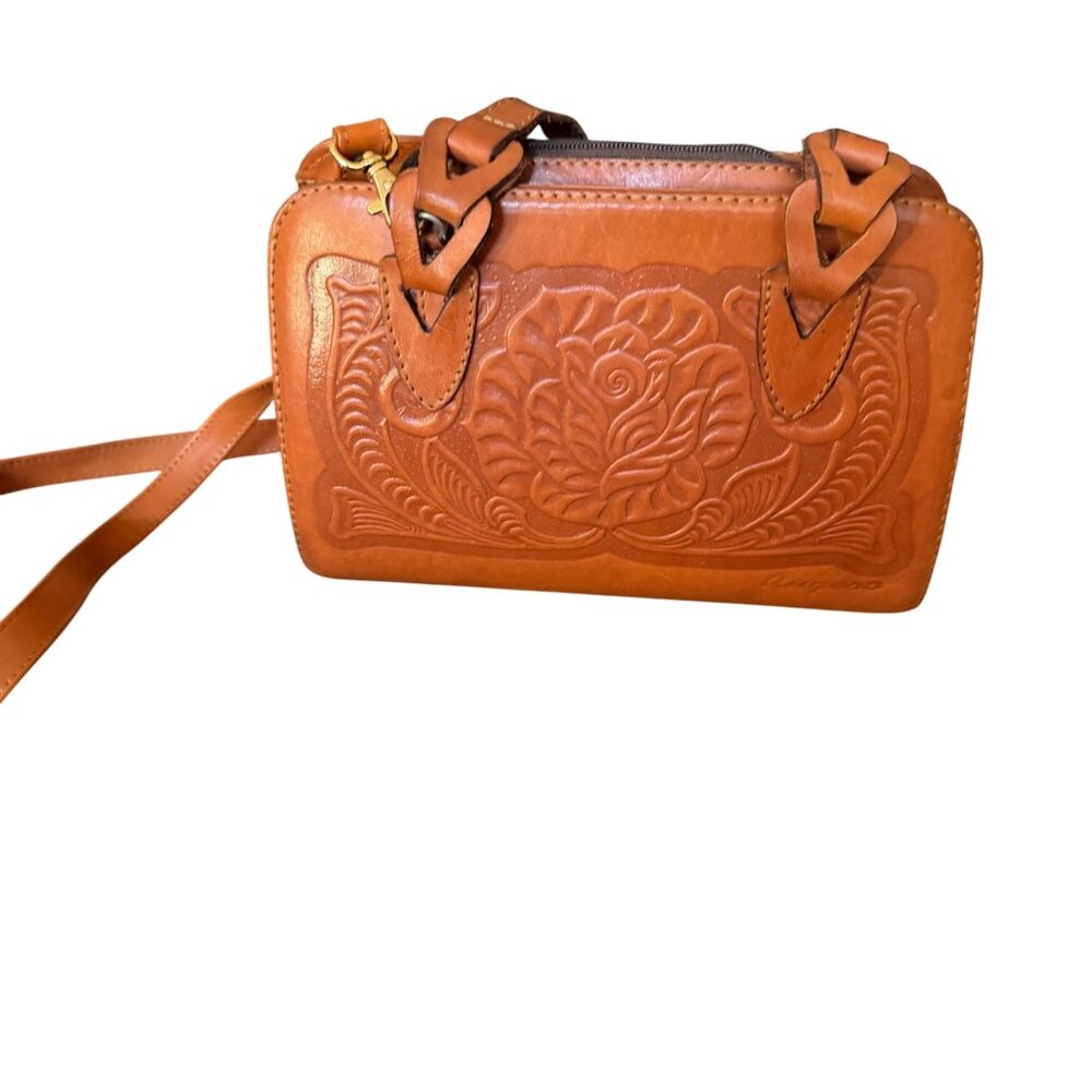 Rugero Handcrafted Tooled Leather Crossbody Bag With Floral & Eagle Design - Picture 10 of 10